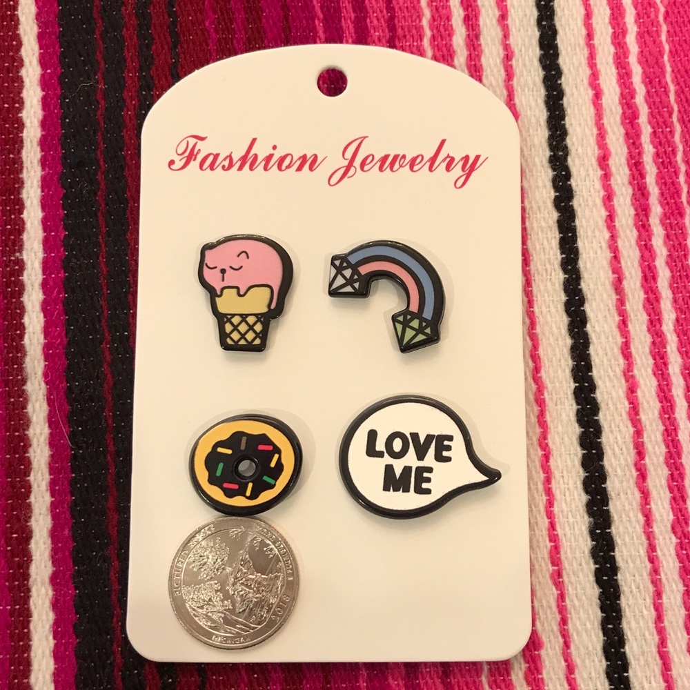 Set of 4 Rainbow and Sweet Treat Pins - Picture 2 of 3